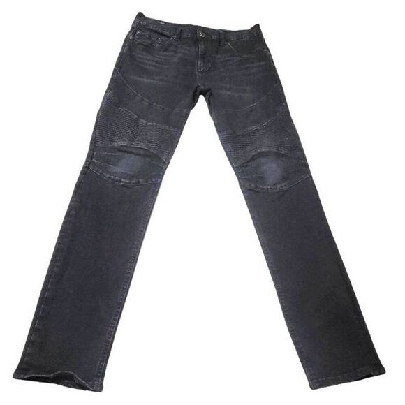 True Religion Jeans Mens Size 33×32 Rocco World Tour Relaxed Skinny Leg Black De - Picture 1 of 12